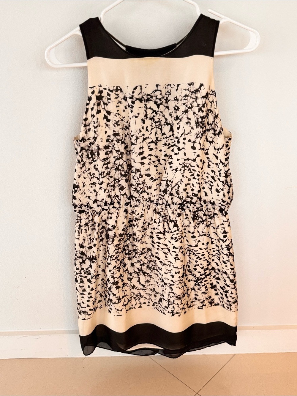 Halston Heritage Black and Cream Printed Mini Skirt Dress
